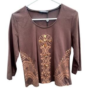 Carlo Colucci Brown embellished top medium